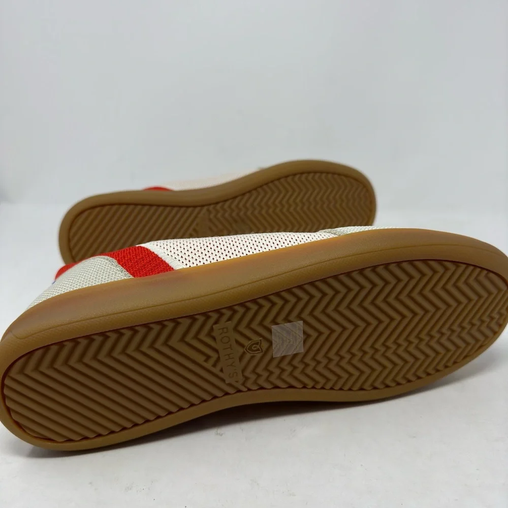 Rothy’s The RS01 Sneaker Off White Red Grey Up Comfort Gum Bottom Men’s 9 NWOB